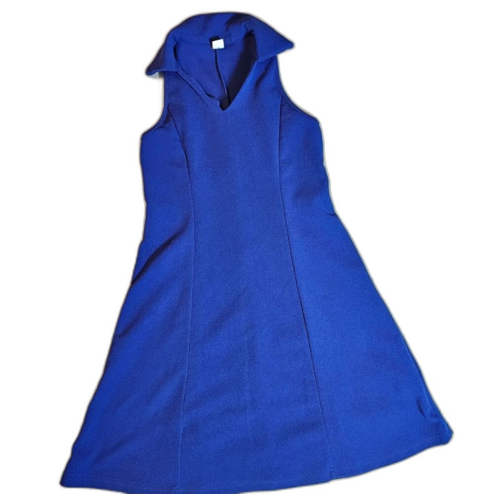 SHEIN Girls Blue Sleeveless Polo Collar Dress Size 10Y EUC Casual Party School